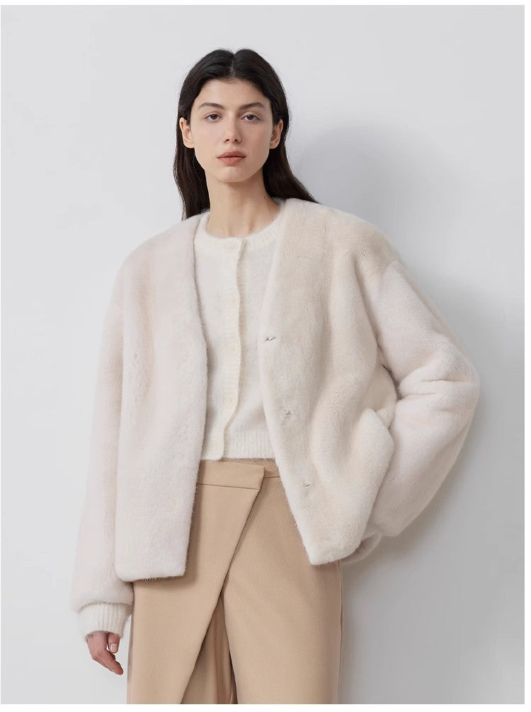 Louvre II Imported Simple Whole Mink Short Coat-0