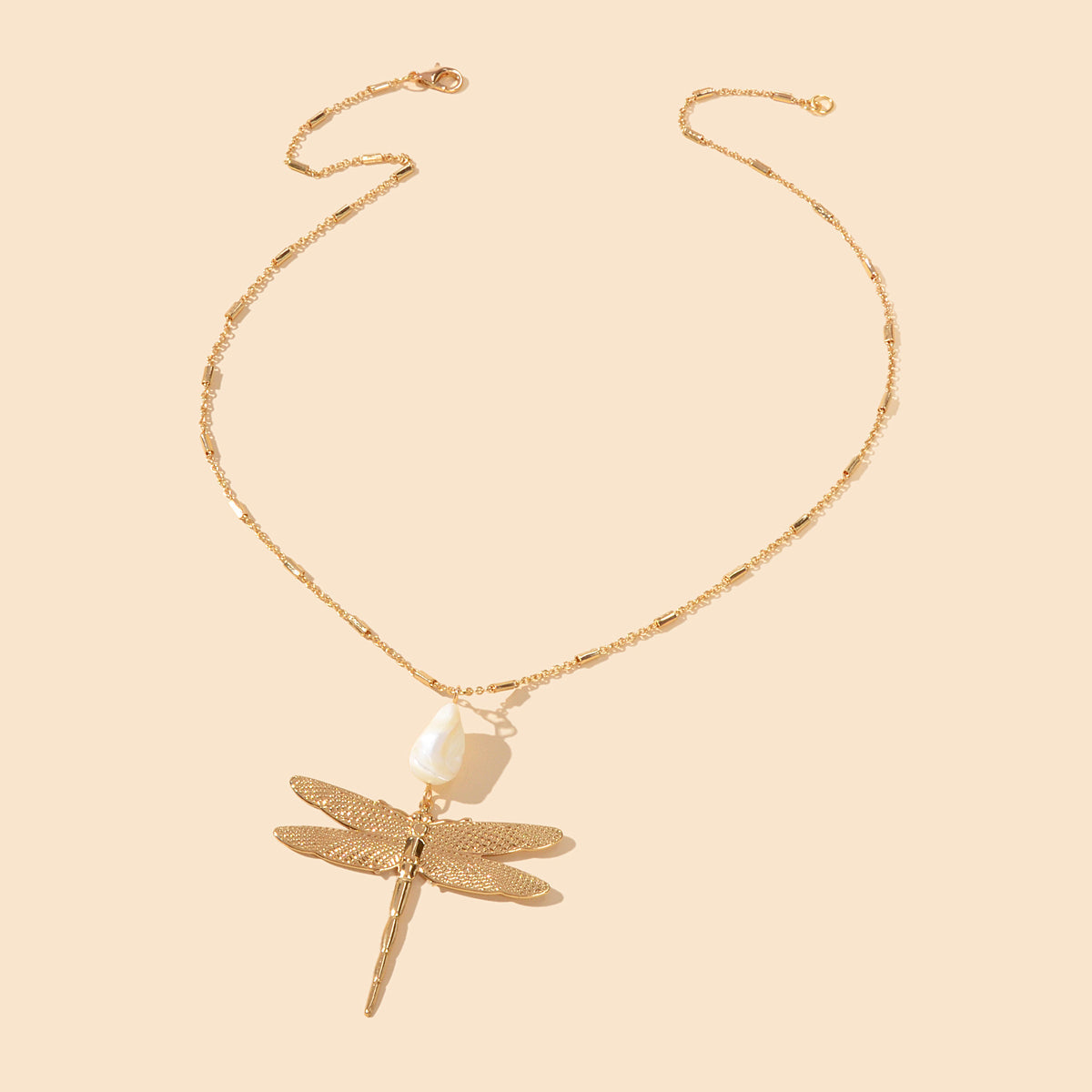 Boho Chic Style Long Chain Shell Dragonfly Charm Trendy Necklace Ladies Jewelry-1
