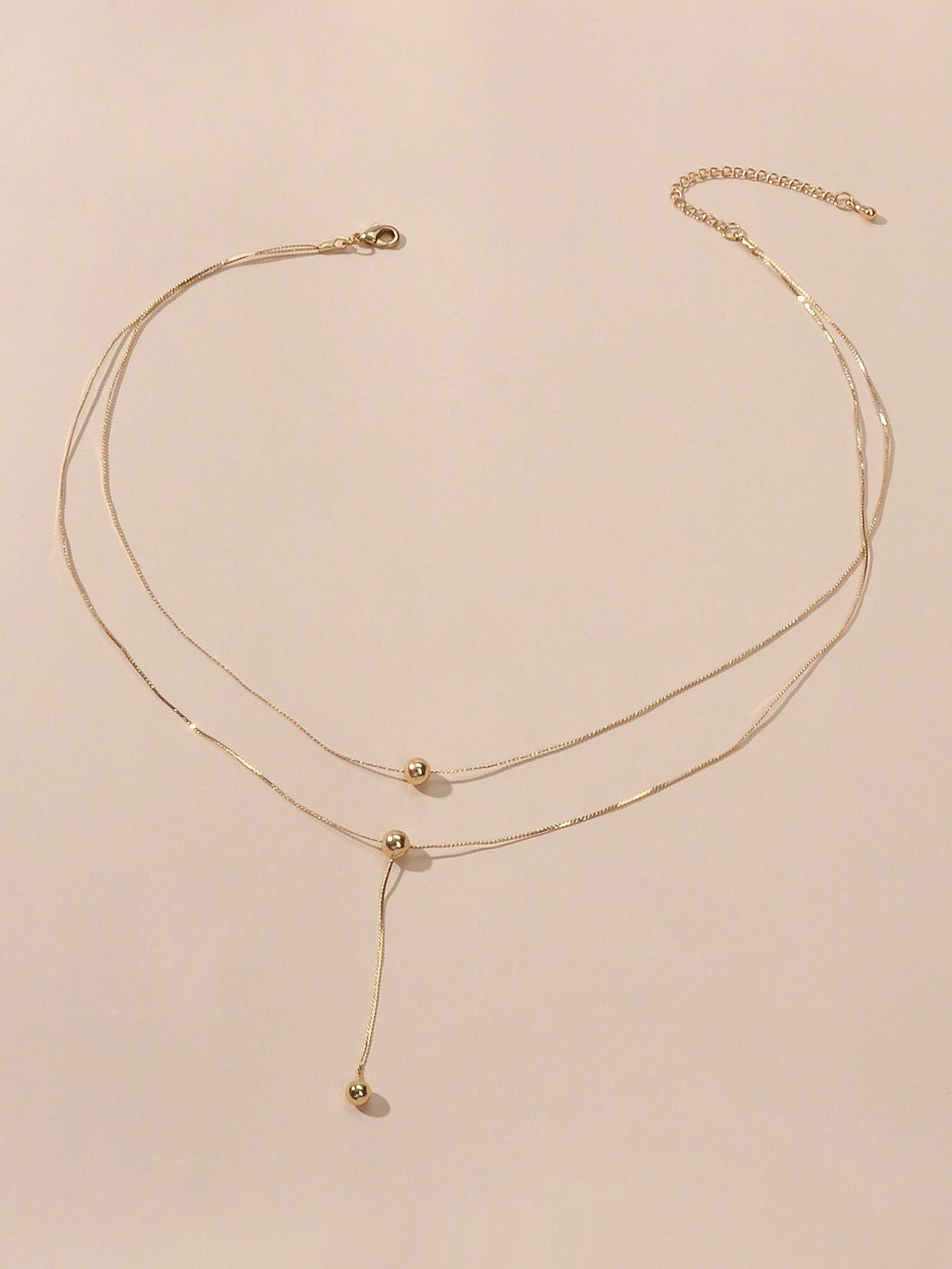Perfect Jewellery Gold Double layer Chain Necklace Beads Charm Y Lariat Necklace-1