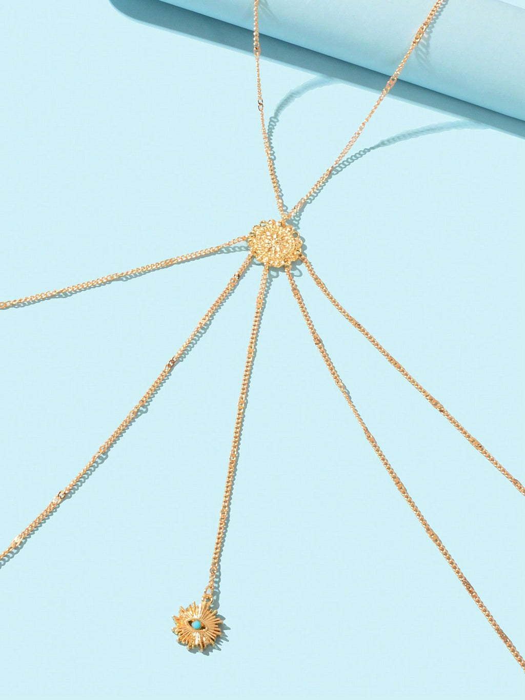 Boho Chic Layered Eye Charm Body Chain Women Crossover Bikini Rave Nightclub Body Jewelry-2