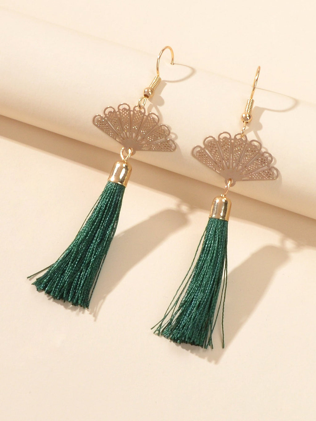 Ethnic Traditional Gold Sector Tassel Dangle Pendant Earrings American Jewellery-1