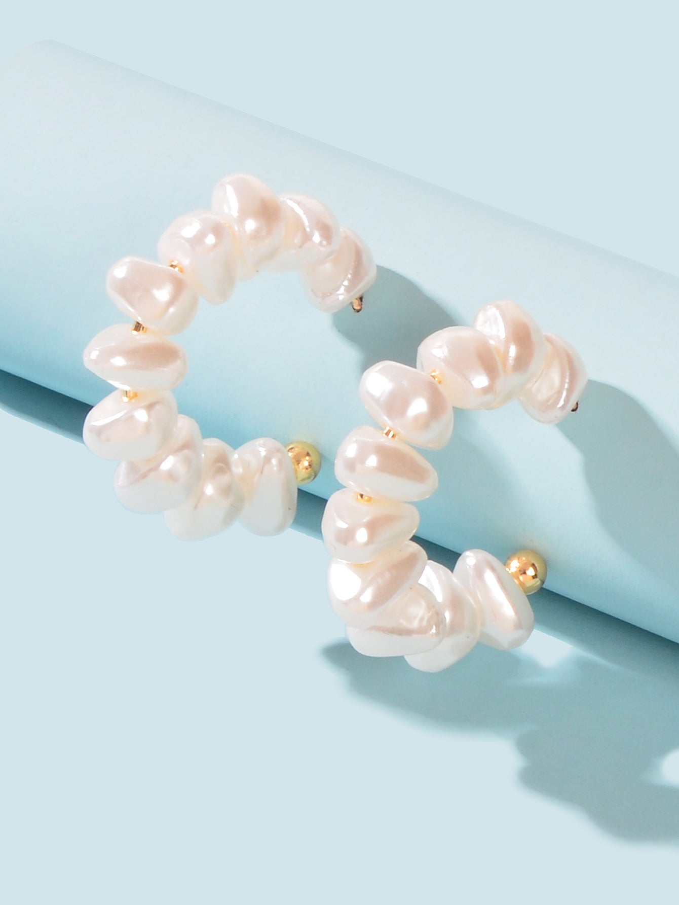 Irregular Pearl Hoop Small Lightweight Huggie Earrings Women Wedding Anniversary-1