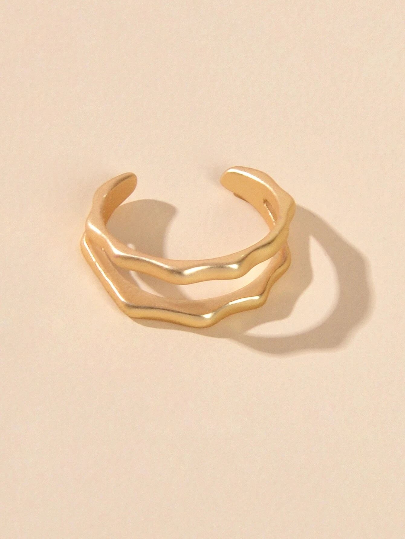 Minimalist Jewellery Gold Metal Geometric Finger Ring Fashion Women Accessories-1