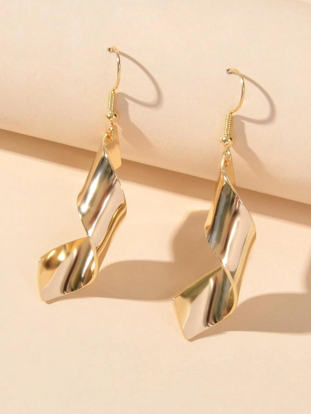 Punk Style Women Accessories Silver Geometric Spiral Dangle Statement Earrings-1