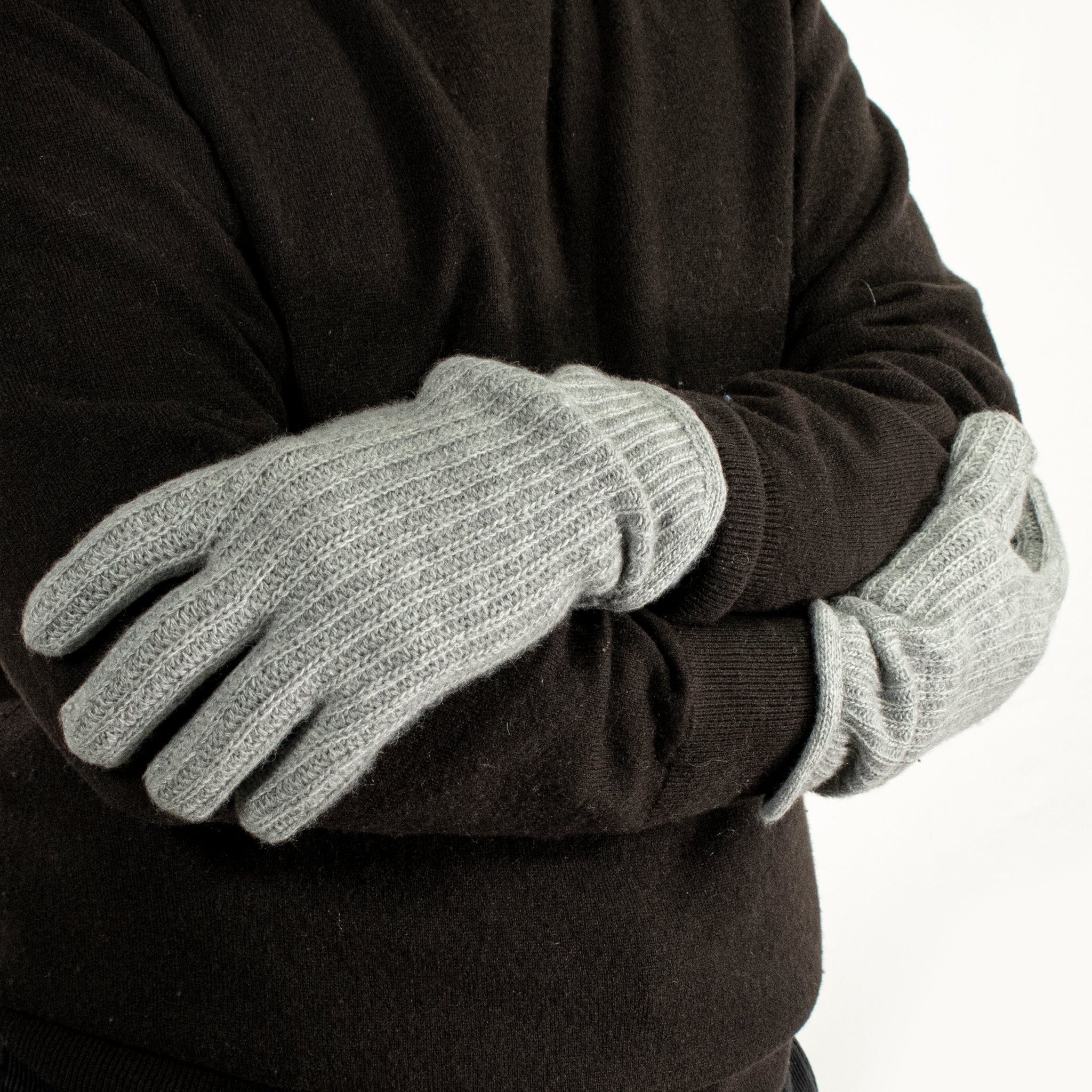 MEN'S RIBBED CASHMERE GLOVES-0