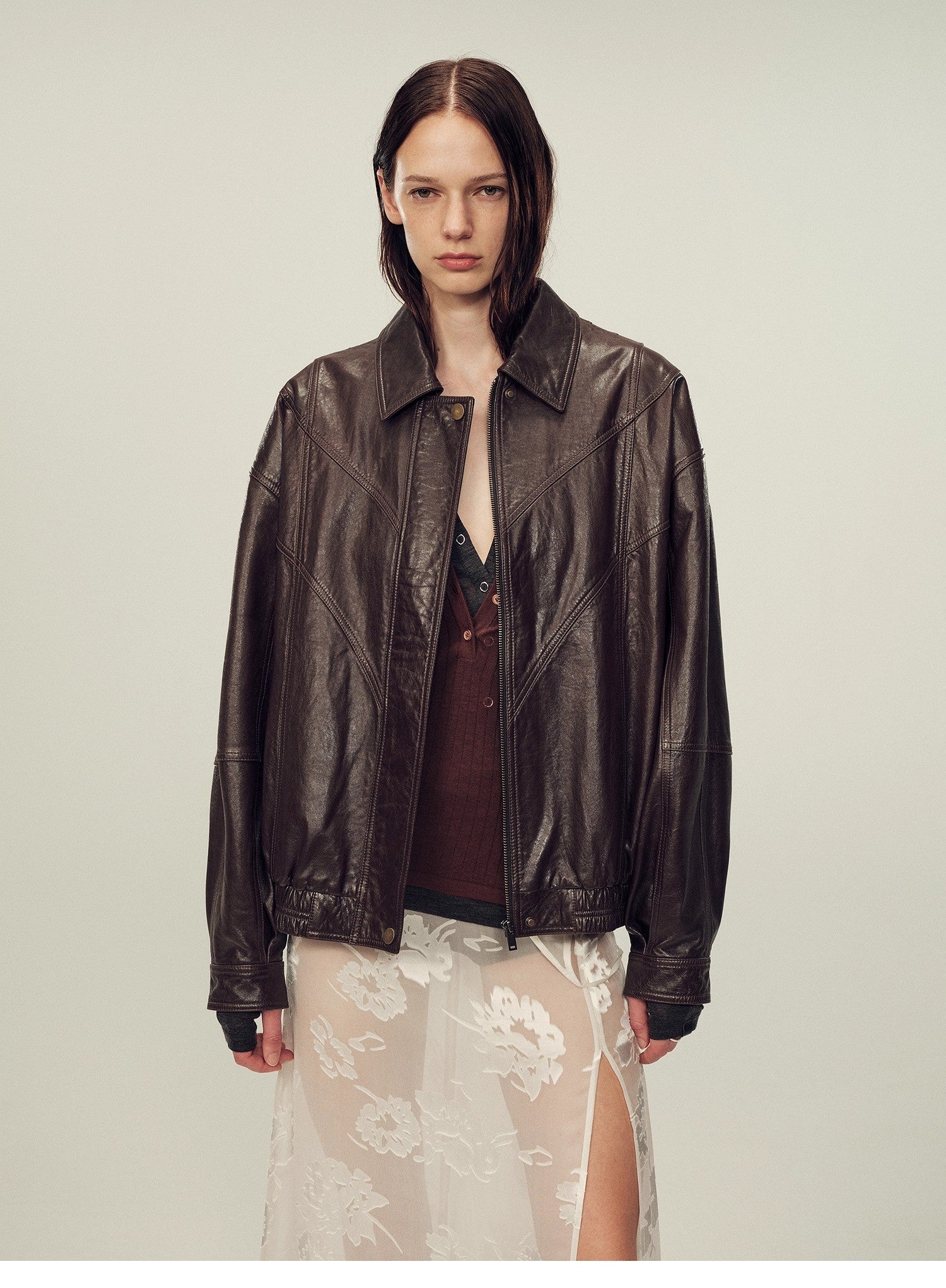 Fireladyfur Women's Suede Top-Grain Sheepskin Leather Jacket-1