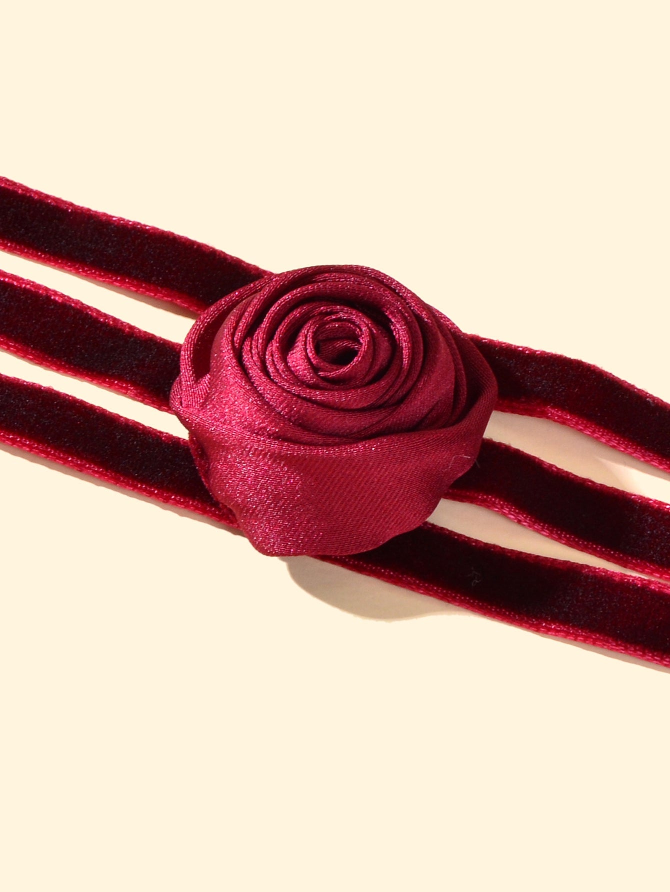 Retro Evening Party Accessories Adjustable Winered Velvet Rose Choker Necklace-2