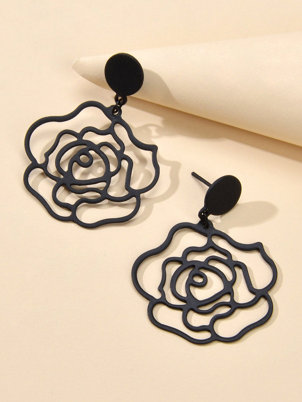 Designer Jewellery Black Hollow out Big Flower Chunky Dangle Party Earrings Gift-3