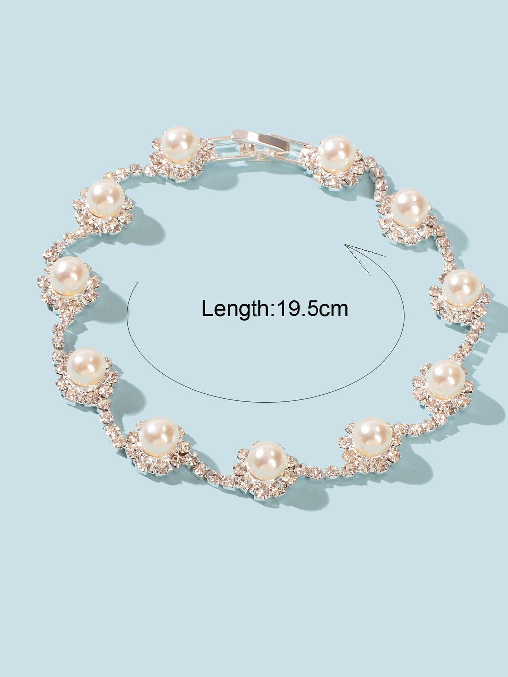 Elastic Wedding Accessory Bridesmaid Faux Pearl Rhinestone Party Beaded Bracelet-2