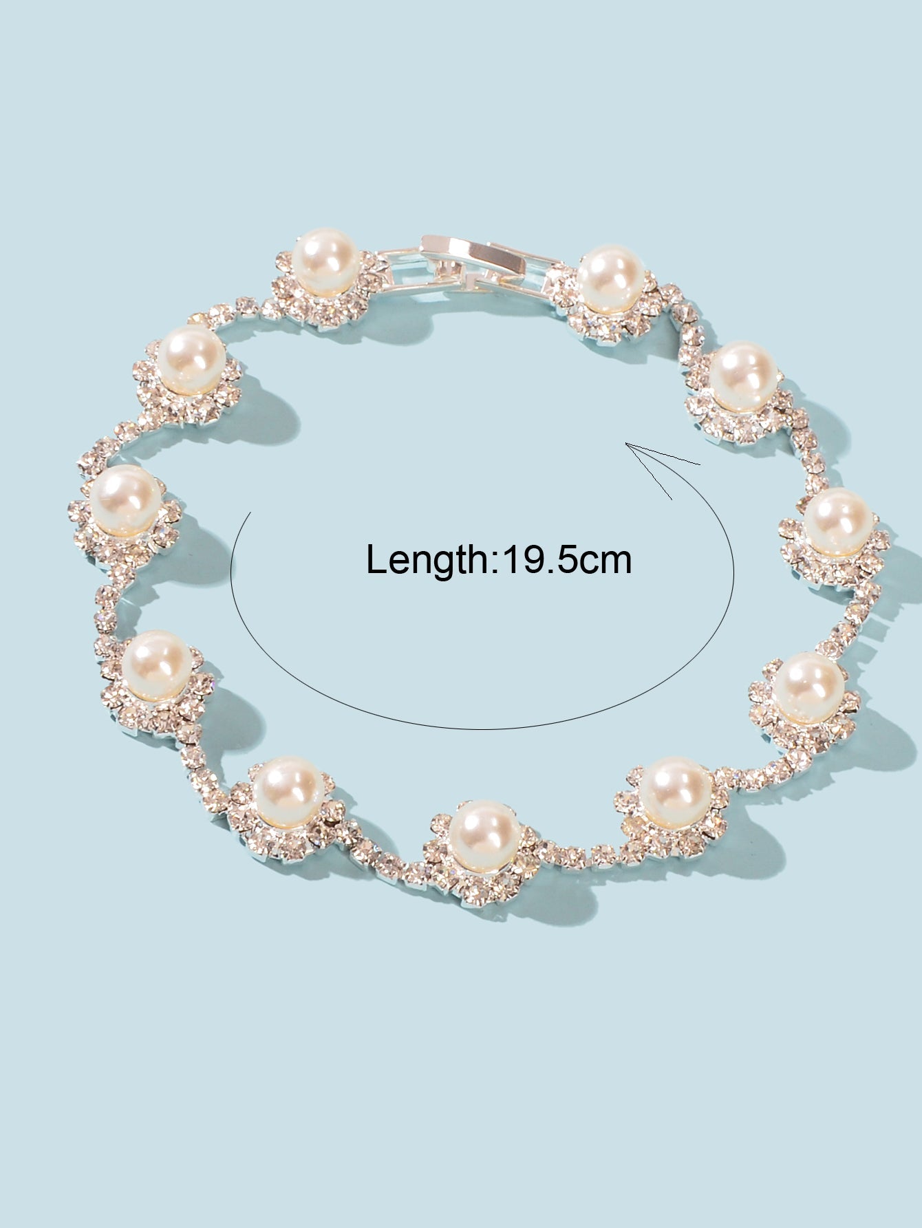 Elastic Wedding Accessory Bridesmaid Faux Pearl Rhinestone Party Beaded Bracelet-2