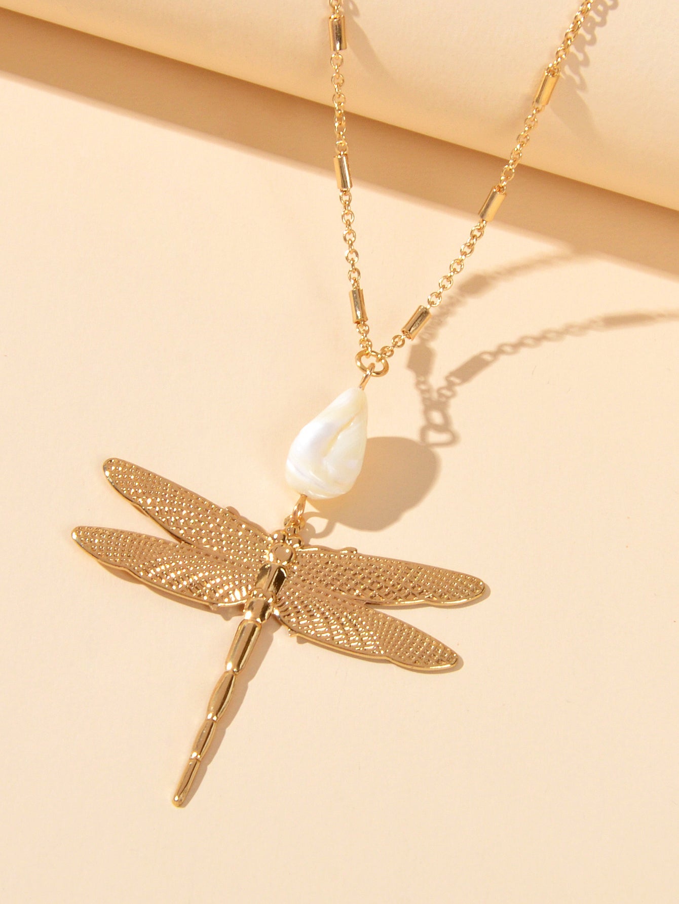 Boho Chic Style Long Chain Shell Dragonfly Charm Trendy Necklace Ladies Jewelry-2