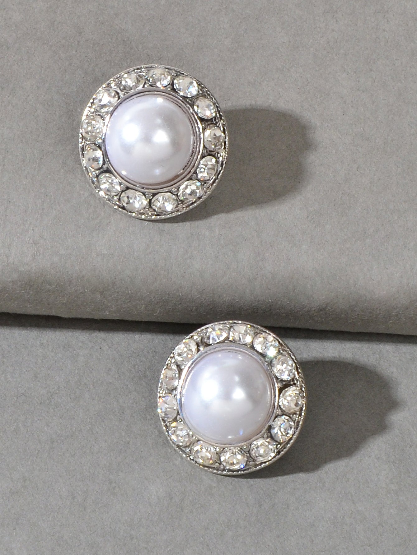 Elegant Sparkling Pearl Cubic Zirconia Round Stud Bridal Wedding Gift Earrings-2