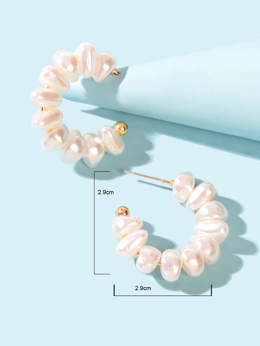 Irregular Pearl Hoop Small Lightweight Huggie Earrings Women Wedding Anniversary-2