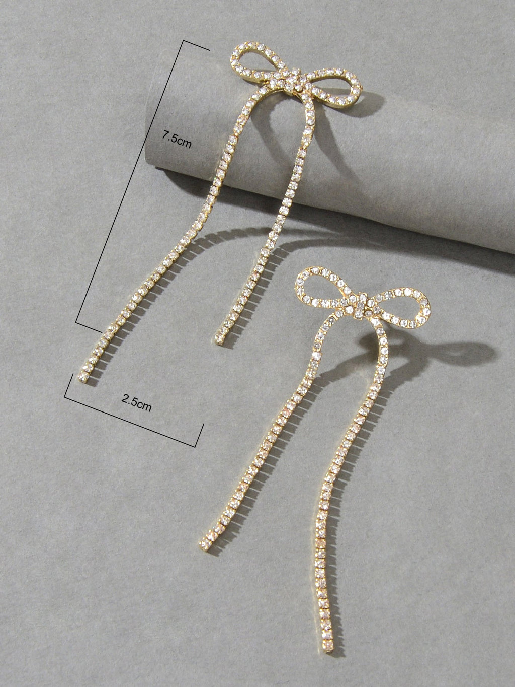 Clear Rhinestone Crystal Tassel Sparkle Bow Tie Dangle Bridal Wedding Earrings-2