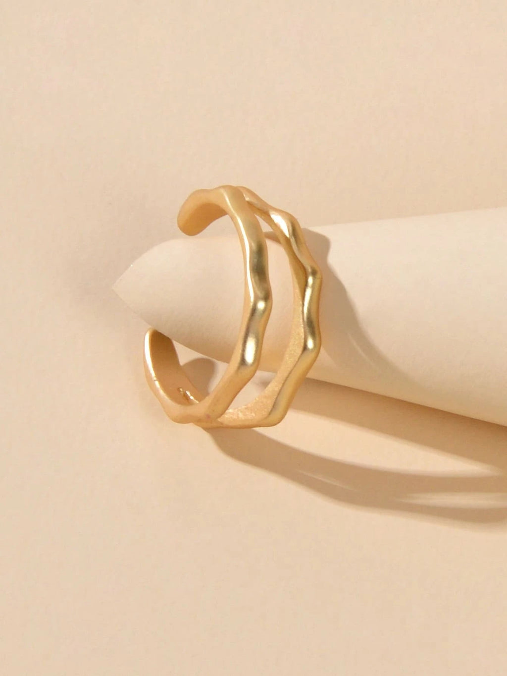 Minimalist Jewellery Gold Metal Geometric Finger Ring Fashion Women Accessories-2