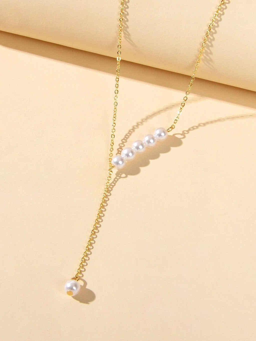 Luxurious jewellery Pearl Gold Silver Chain Y Shape Pendant Necklace Accessories-2