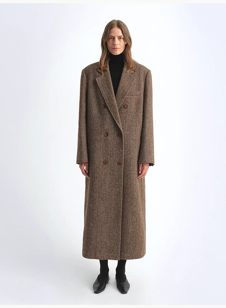 Fireladyfur Women's Italian Wool Herringbone Coat"Desert City"-2