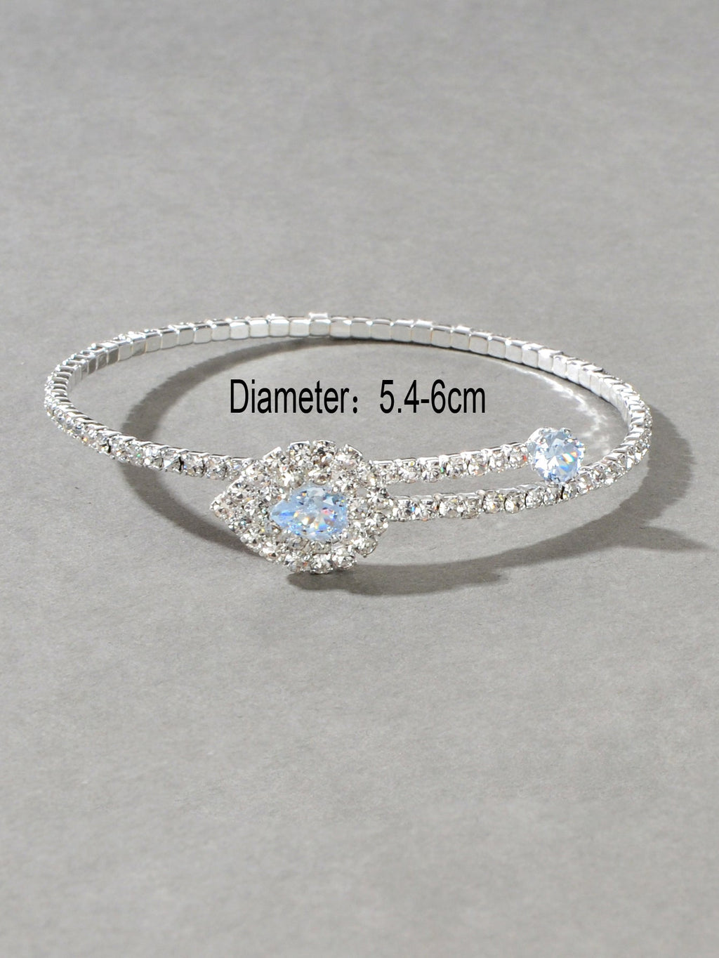 Perfect Wedding Engagement Jewellery Full Zirconia Decor Silver Bangle Bracelet-3