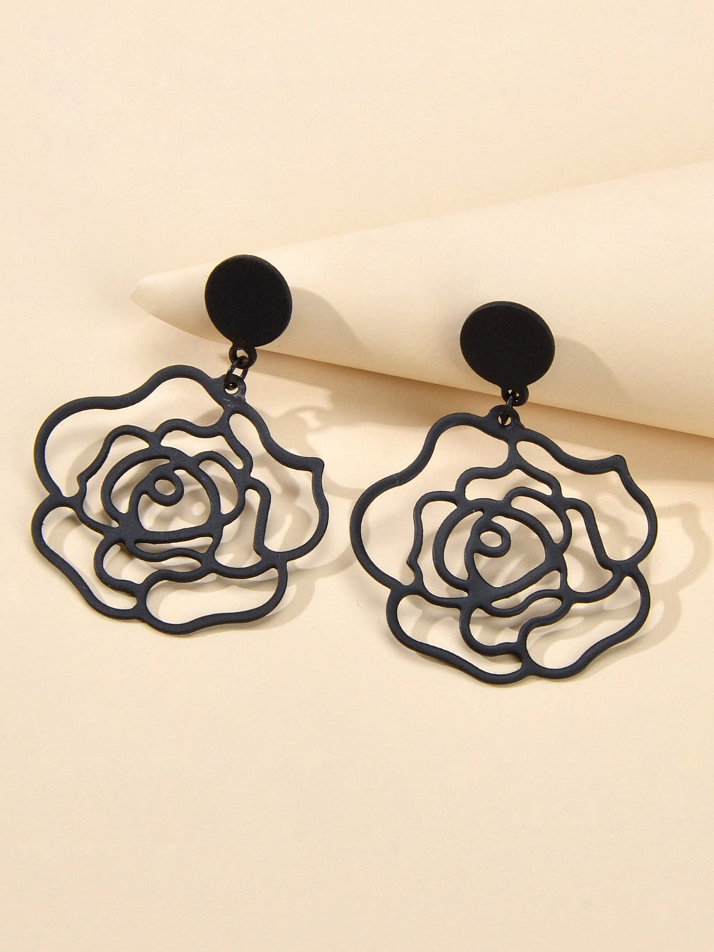 Designer Jewellery Black Hollow out Big Flower Chunky Dangle Party Earrings Gift-4