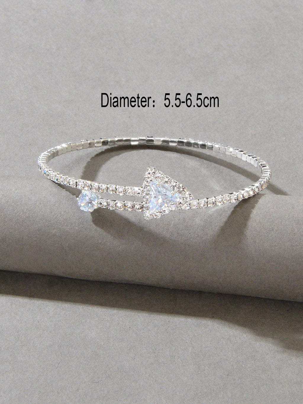Sparkly Anniversary Gift Rhinestone Silver Arrow Bangle Wedding Bridal Bracelet-3