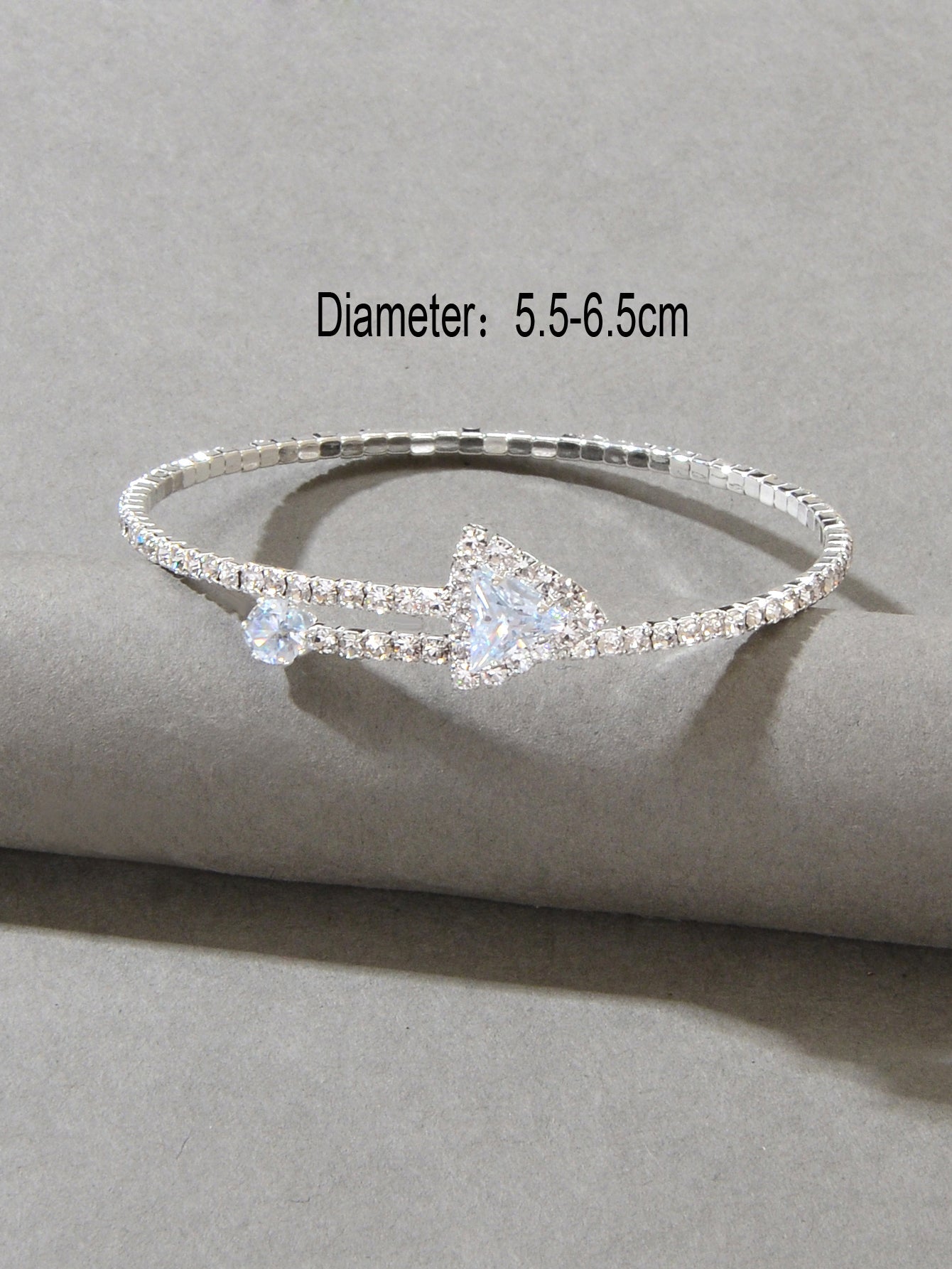 Sparkly Anniversary Gift Rhinestone Silver Arrow Bangle Wedding Bridal Bracelet-3