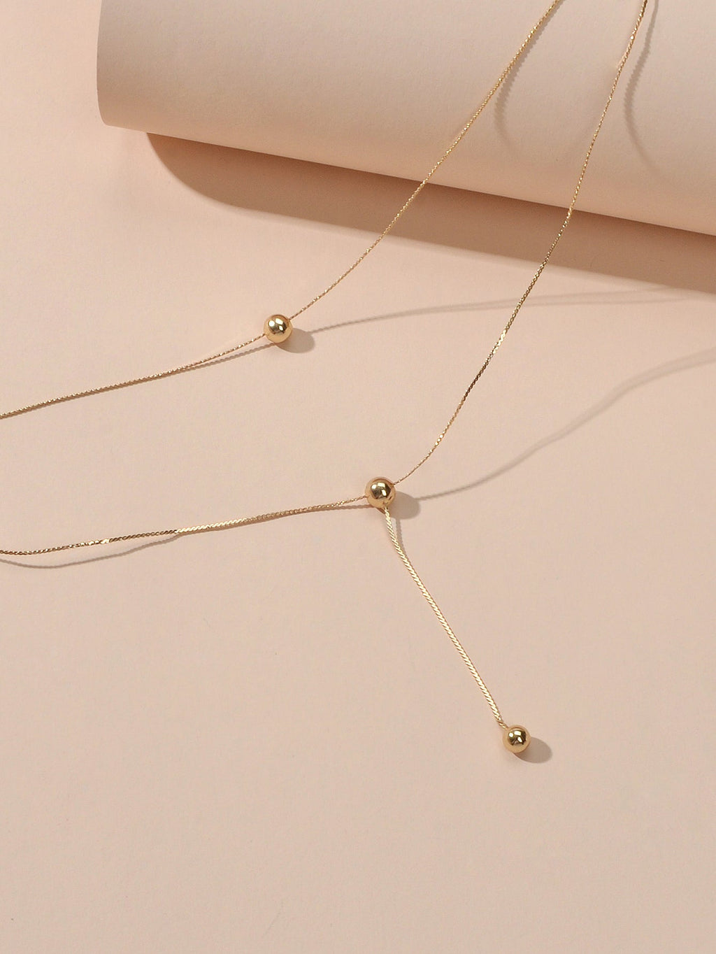 Perfect Jewellery Gold Double layer Chain Necklace Beads Charm Y Lariat Necklace-3