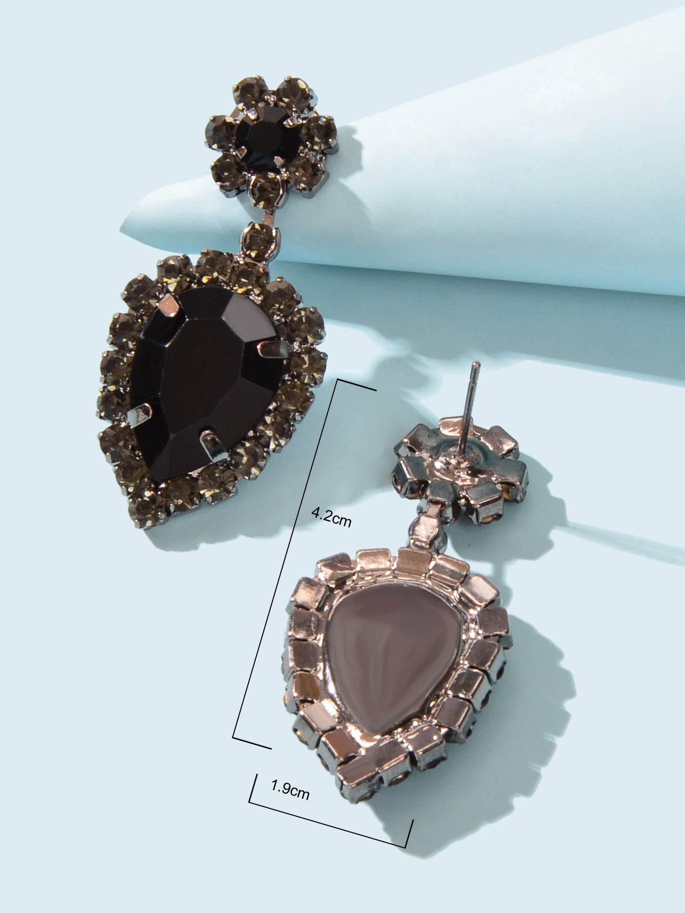 Luxurious Rhinestone Black Water Drop Dangle Earrings Wedding Prom Jewelry Gifts-3