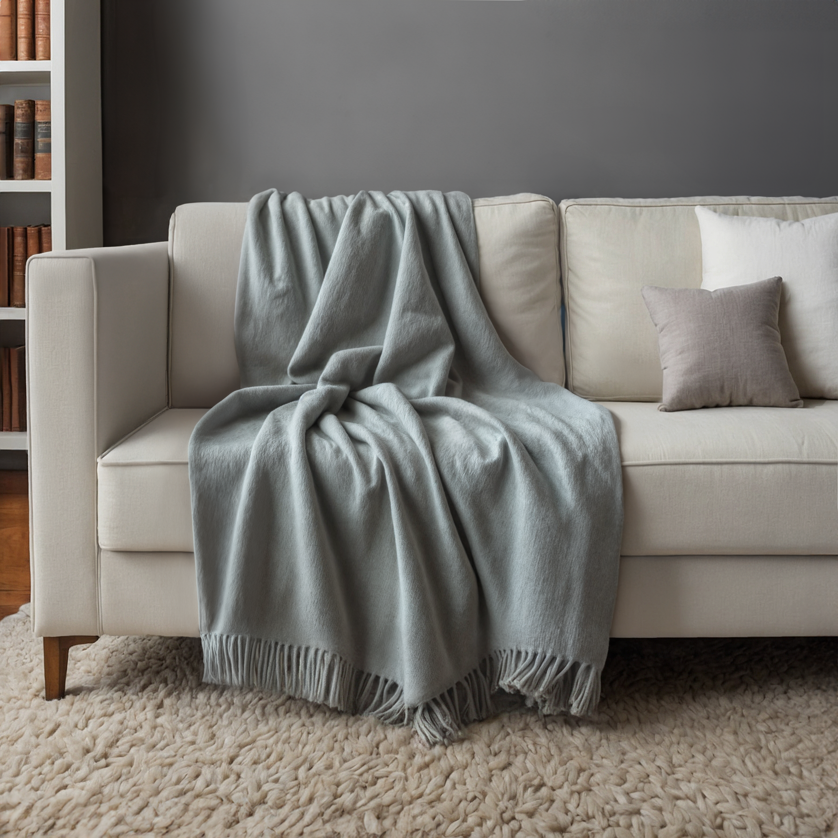 CASHMERE WOVEN THROW WITH FRINGES-0