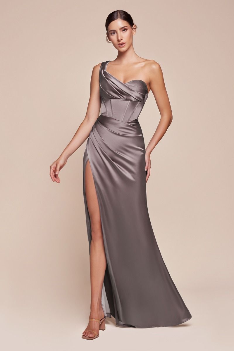 One Shoulder Satin Corset Gown 2-2