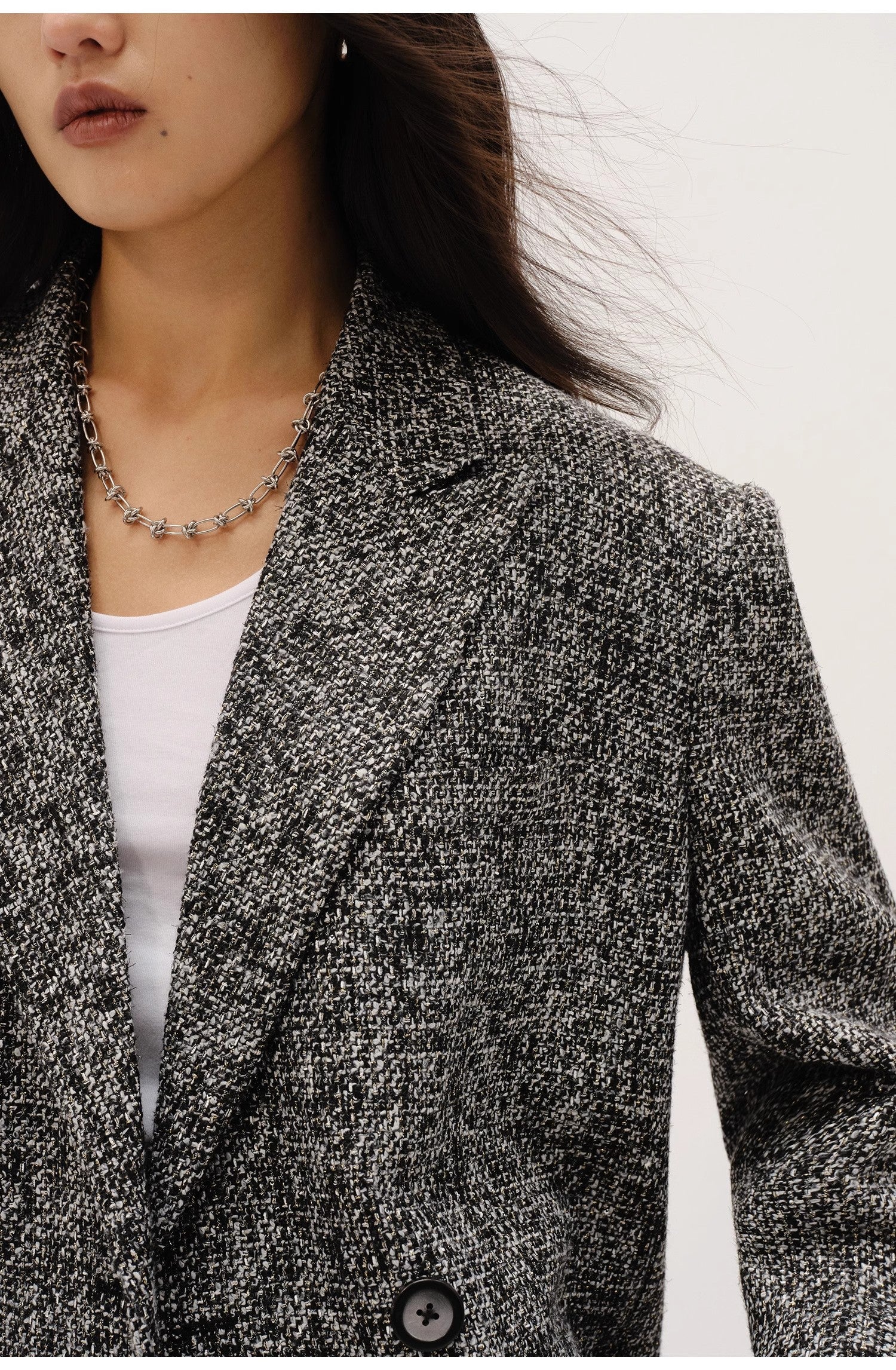 "Long Night Meteor" Limited Edition Italian Imported Yarn Fashionable Chanel Style Tweed Suit Jacket-4