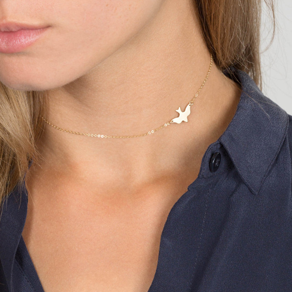 Minimalist Jewellery Gold Silver Pigeon Chain Necklace Bird Collar Girl Gift-3
