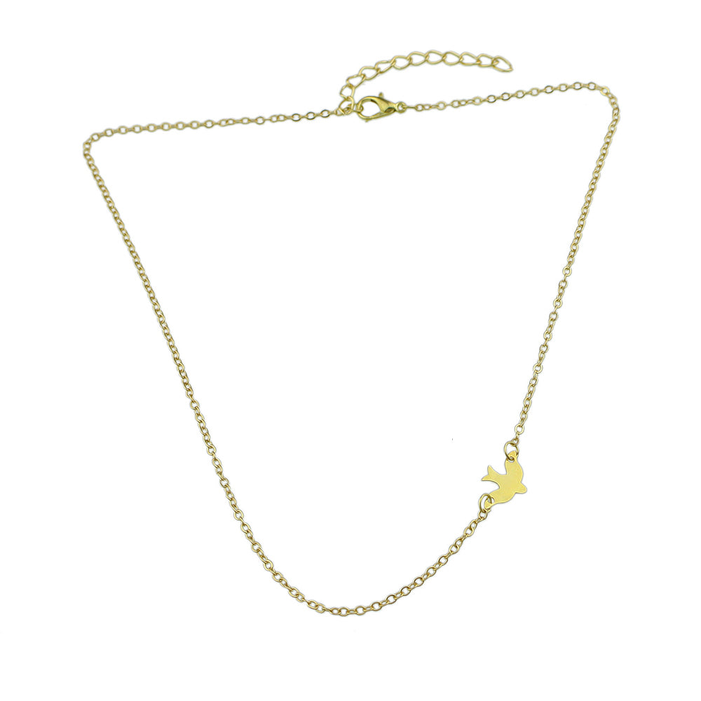 Minimalist Jewellery Gold Silver Pigeon Chain Necklace Bird Collar Girl Gift-1