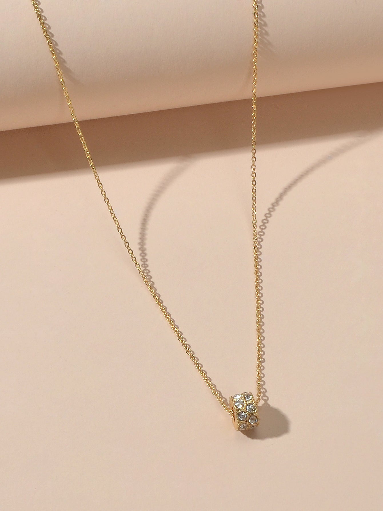 Luxurious Jewellery Gold Silver Chain Rhinestone Cylinder Necklace Accessories-3