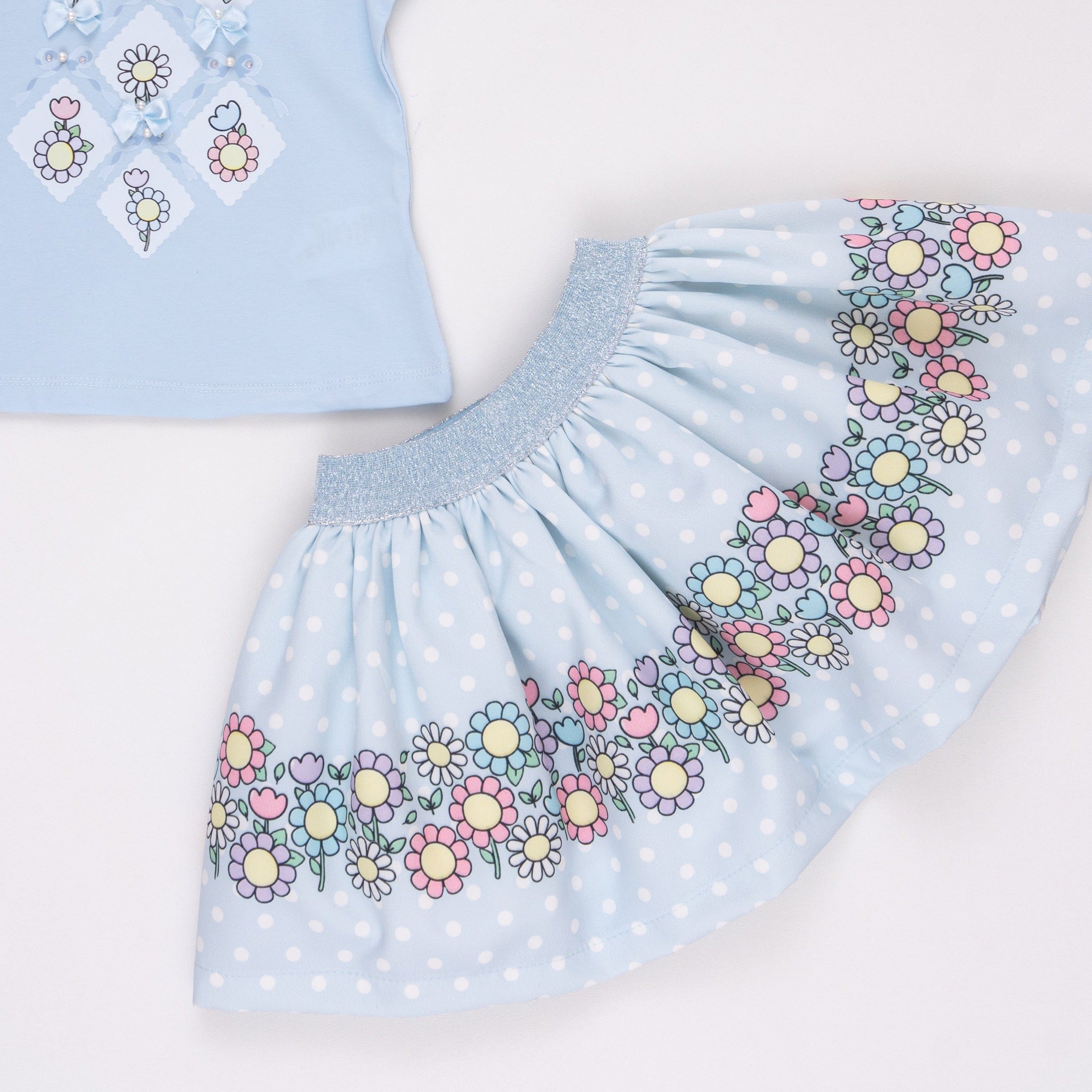 Blue Blossom Girl Skirt Set-3