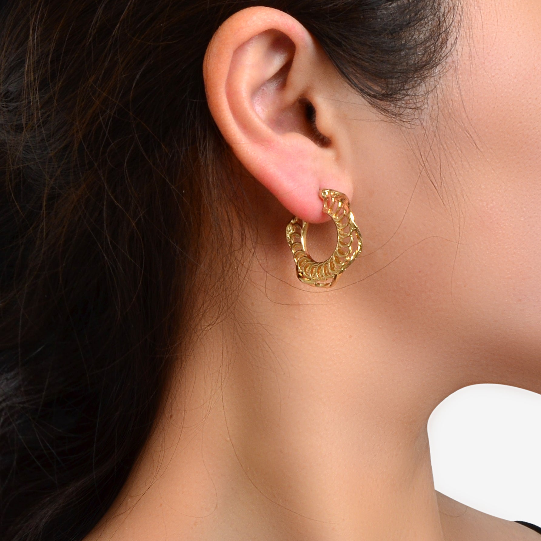 Classic Gold Plated Circle Open Half Hoop Huggie Chunky Wrap Cuffs Stud Earrings-0