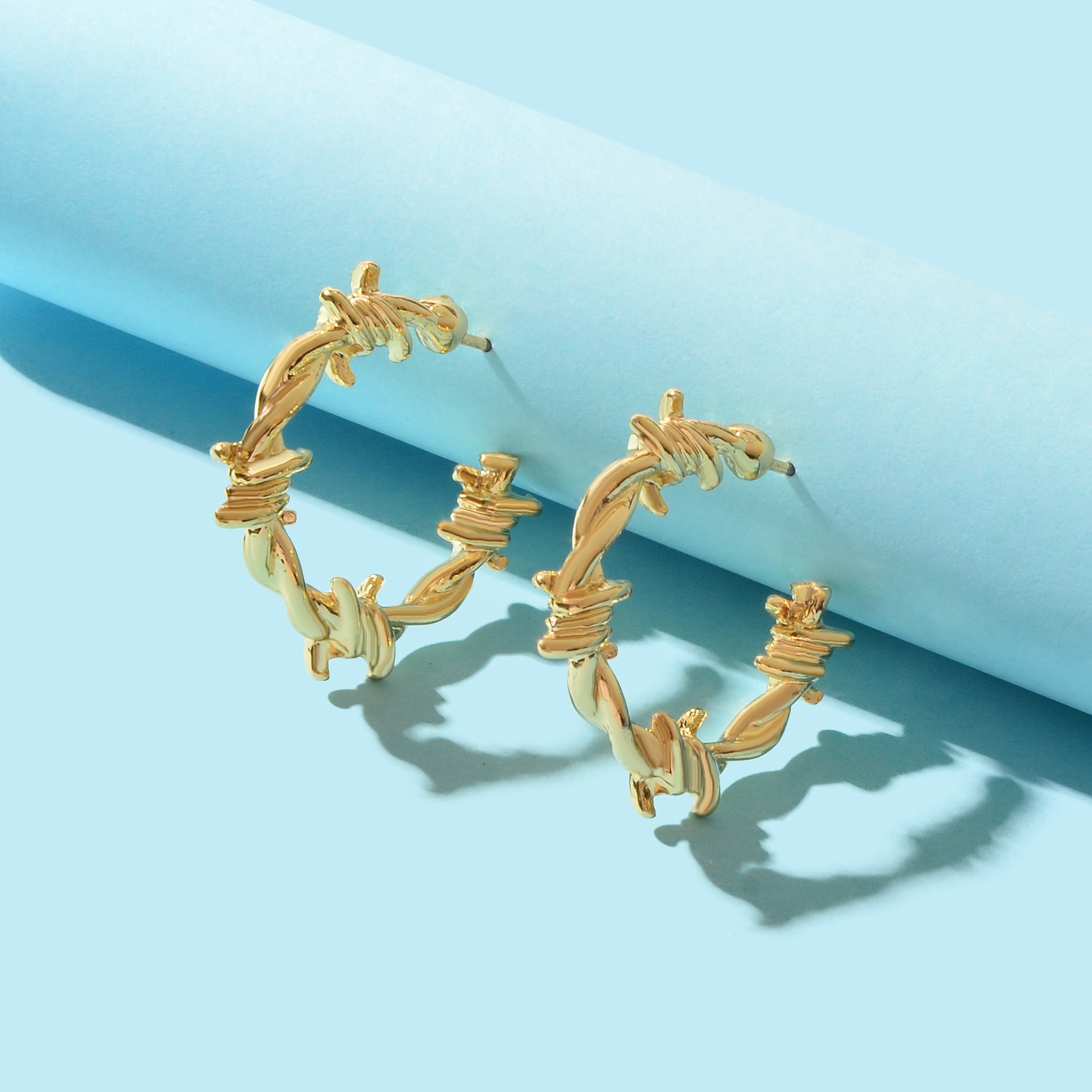 Gold Metal Geometric Small Hoop Earrings Women Accessories Ear Stud Jewellery-1