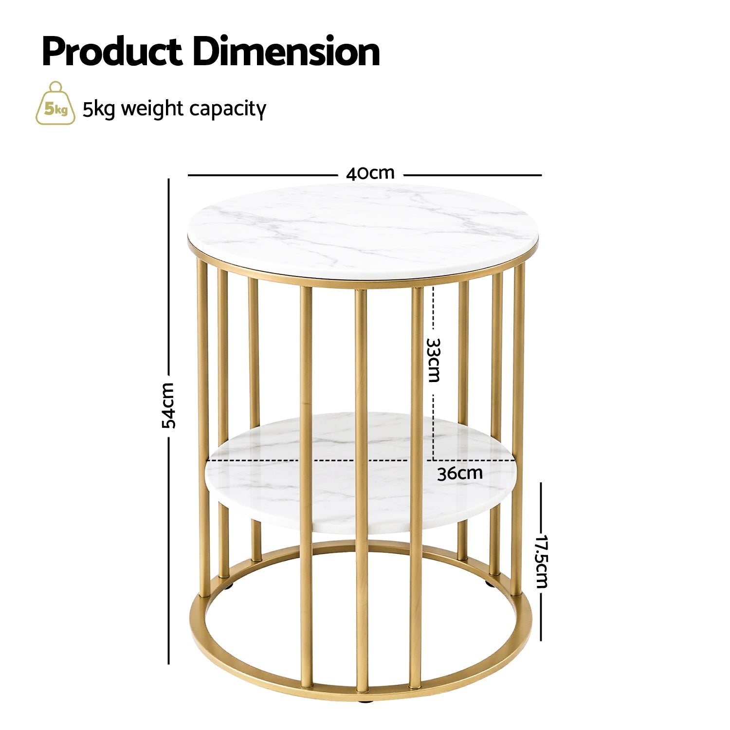 Artiss Coffee Table 2-Tier Round Marble
