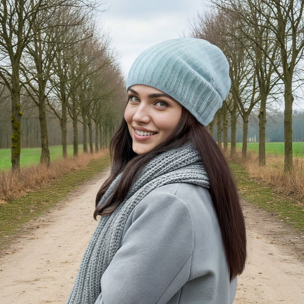 CASHMERE SLOUCHY RIBBED HAT-0