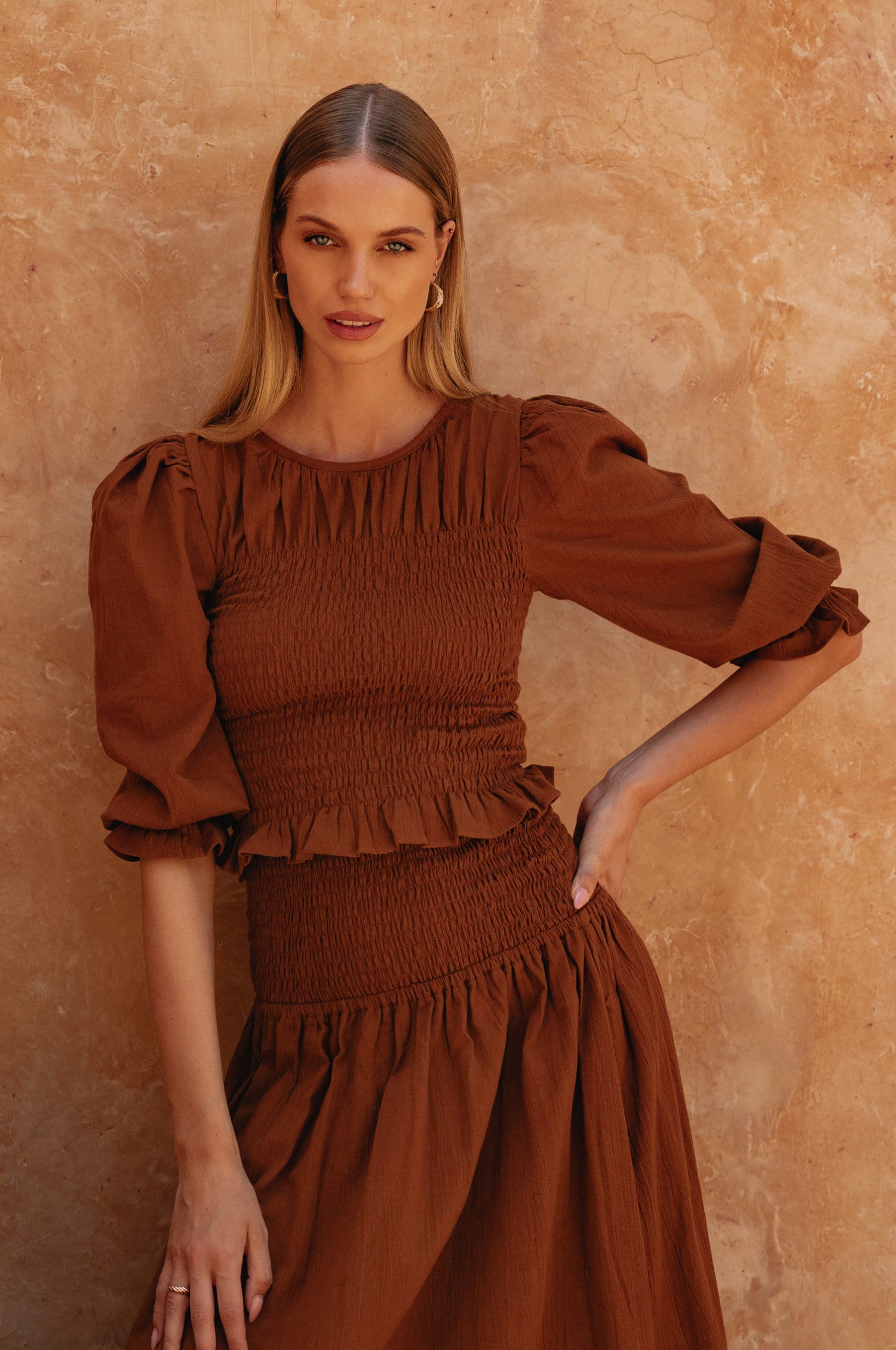 Jaffa Smocked Linen Top-5