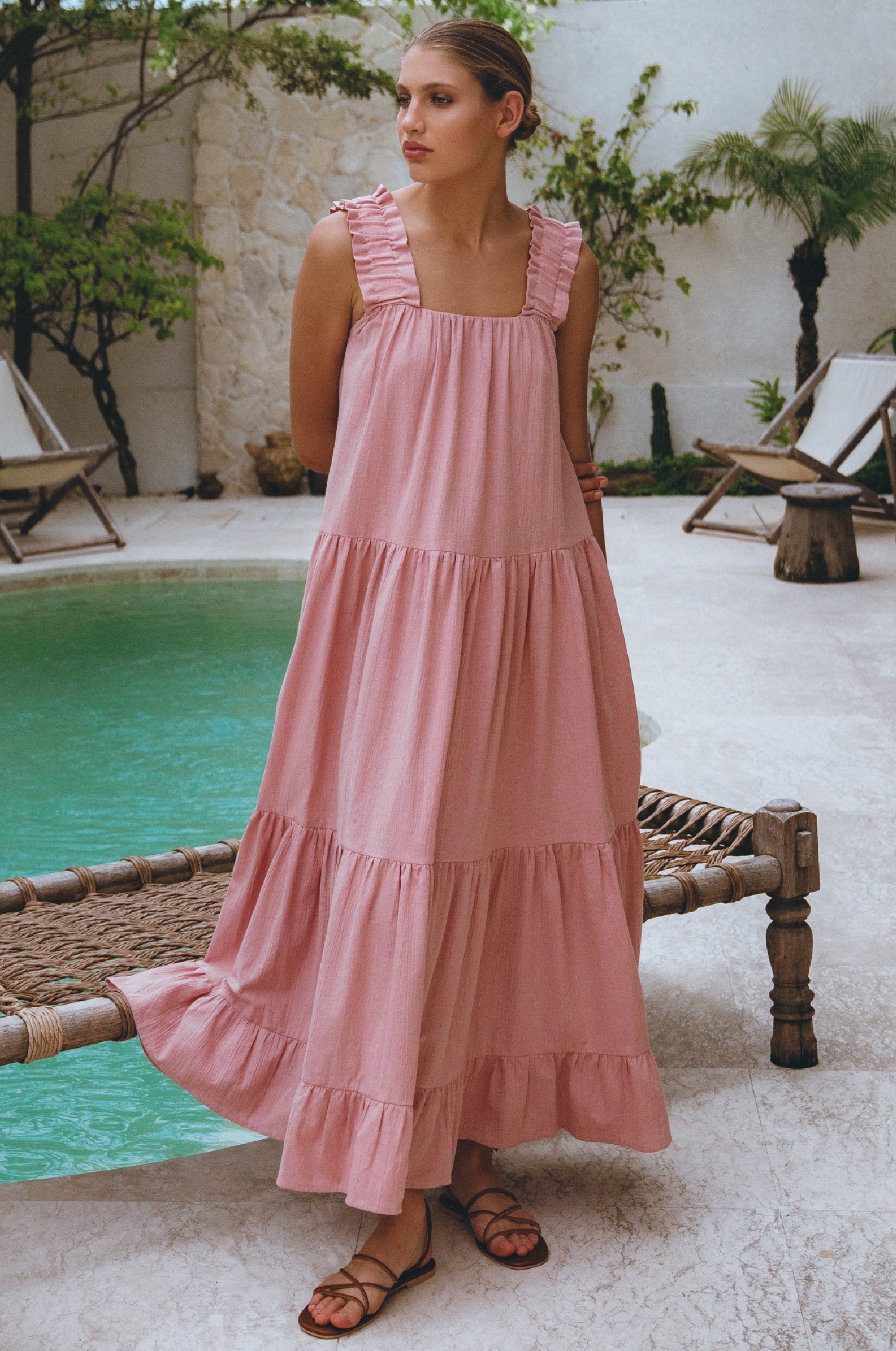 La Palma Linen Maxi Dress-5