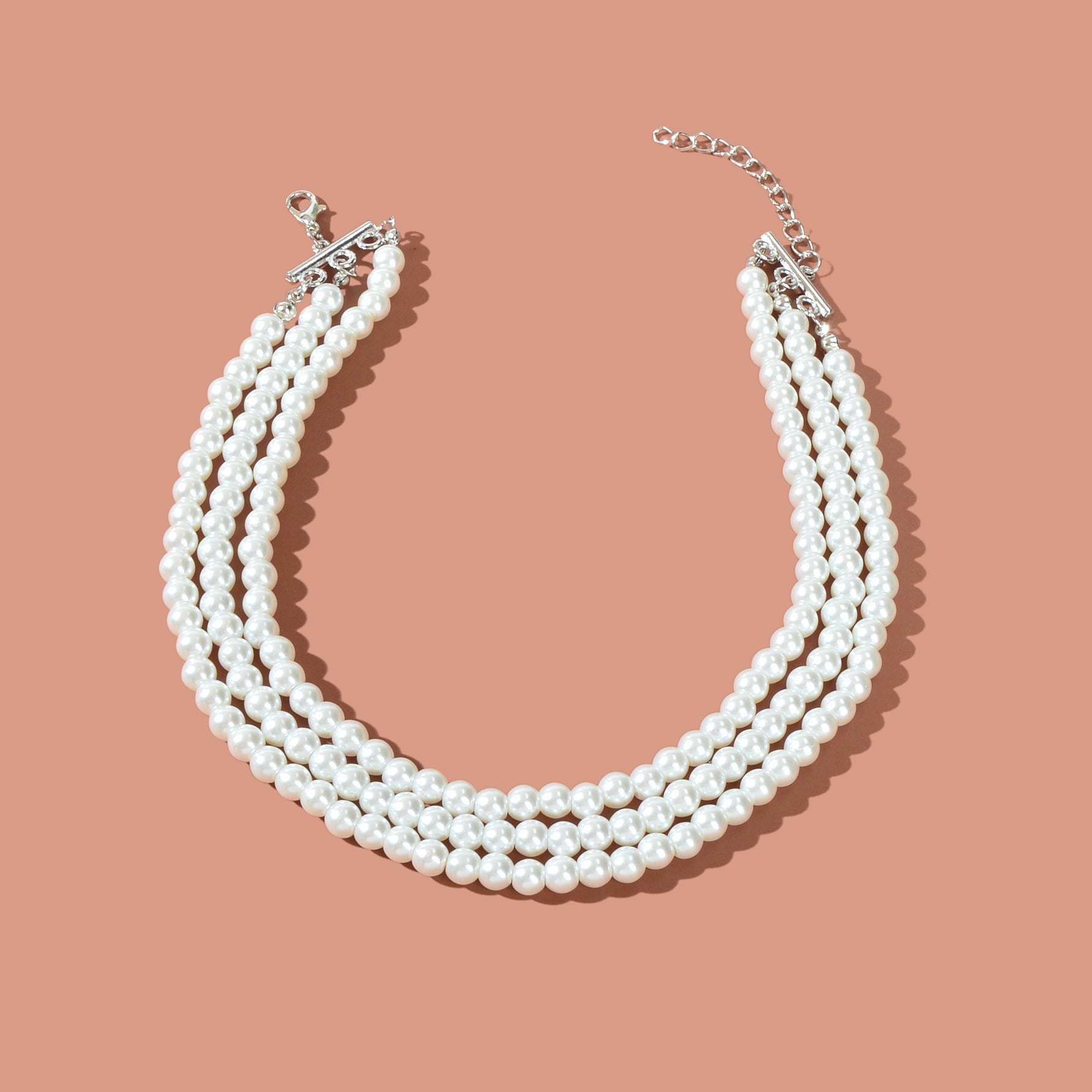 Elegant Wedding Jewellery Imitation Pearl Layered Beads Collar Necklace-2