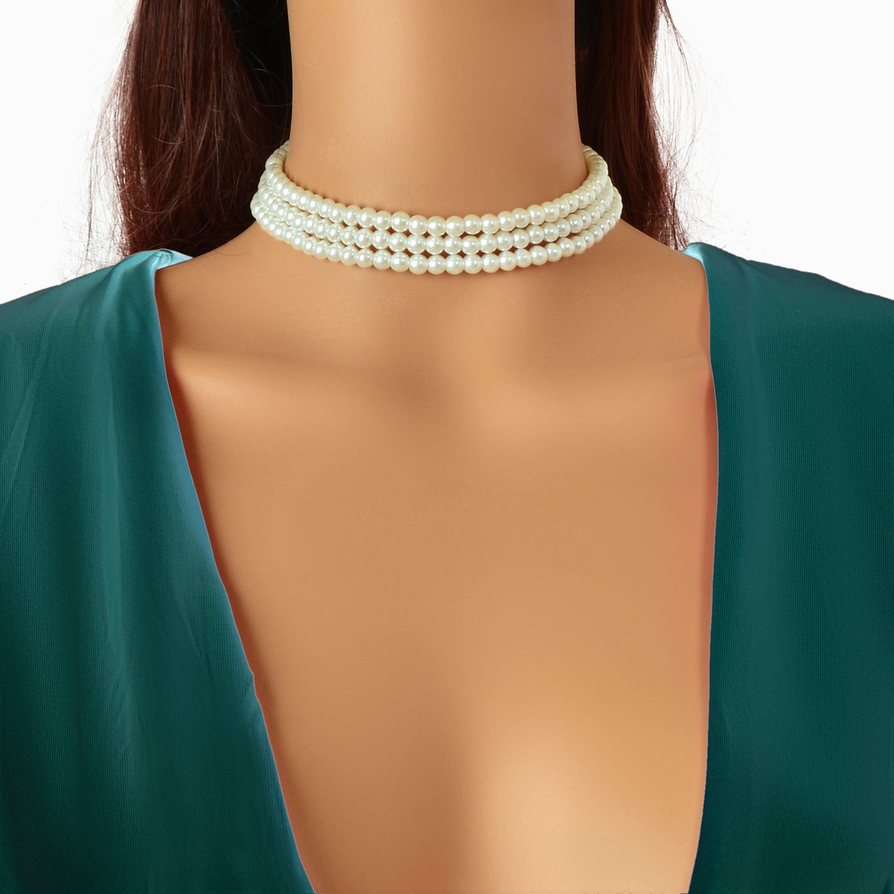 Elegant Wedding Jewellery Imitation Pearl Layered Beads Collar Necklace-0