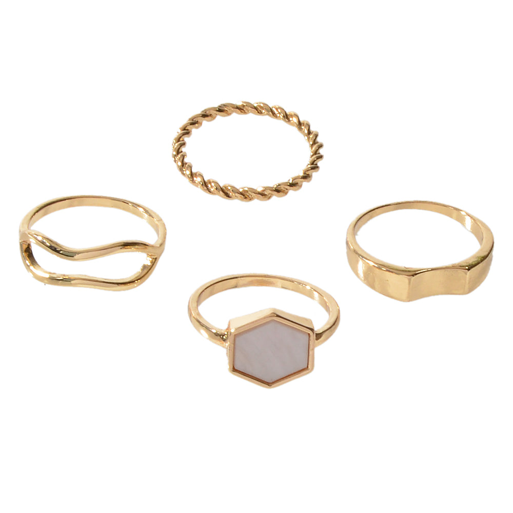 Multiple 4 pcs Square Geometric Gold Metal Knuckle Stackable Midi Rings Set Gift-3