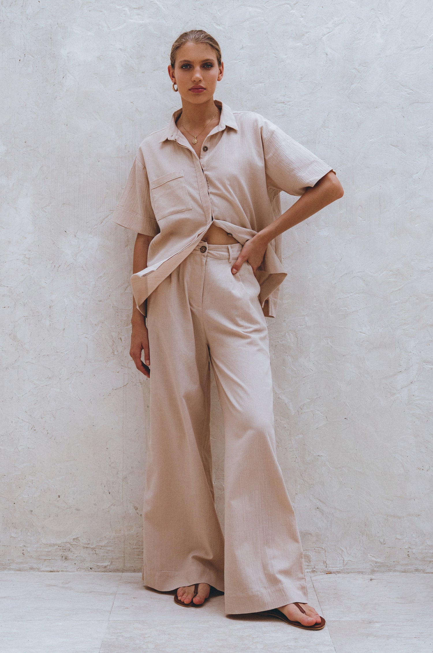Raya Wide Leg Linen Pants-1