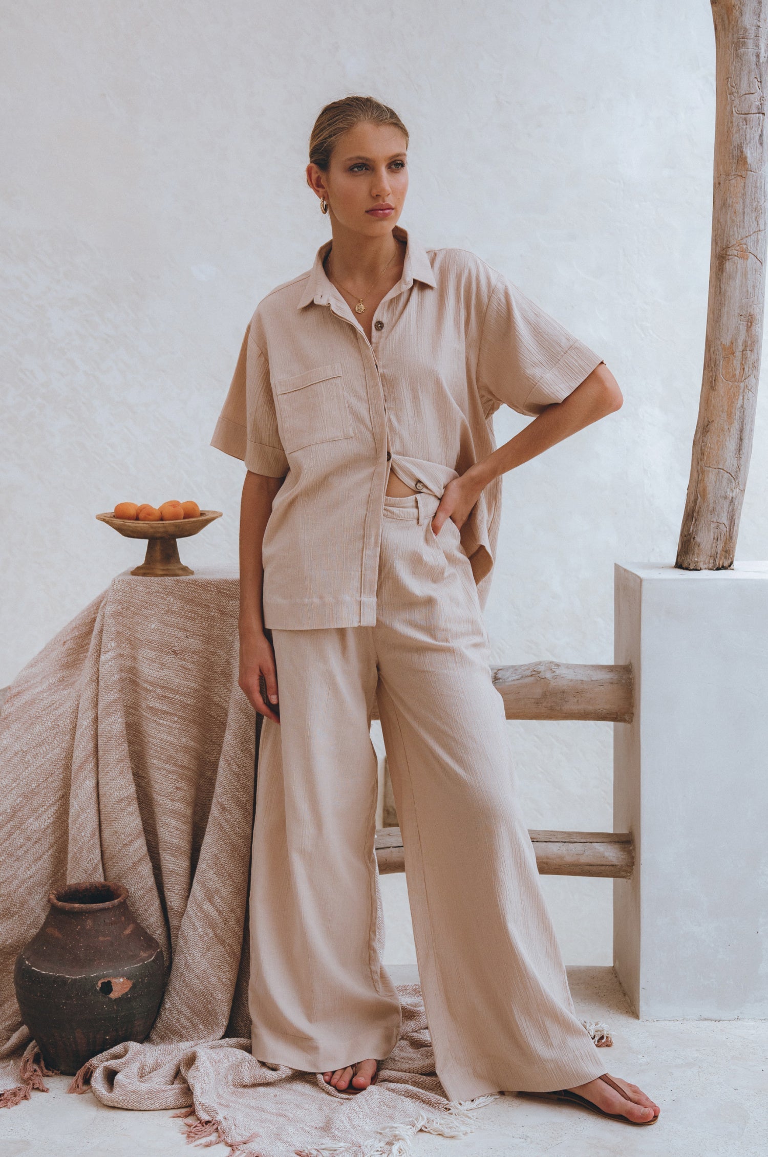 Raya Wide Leg Linen Pants-7