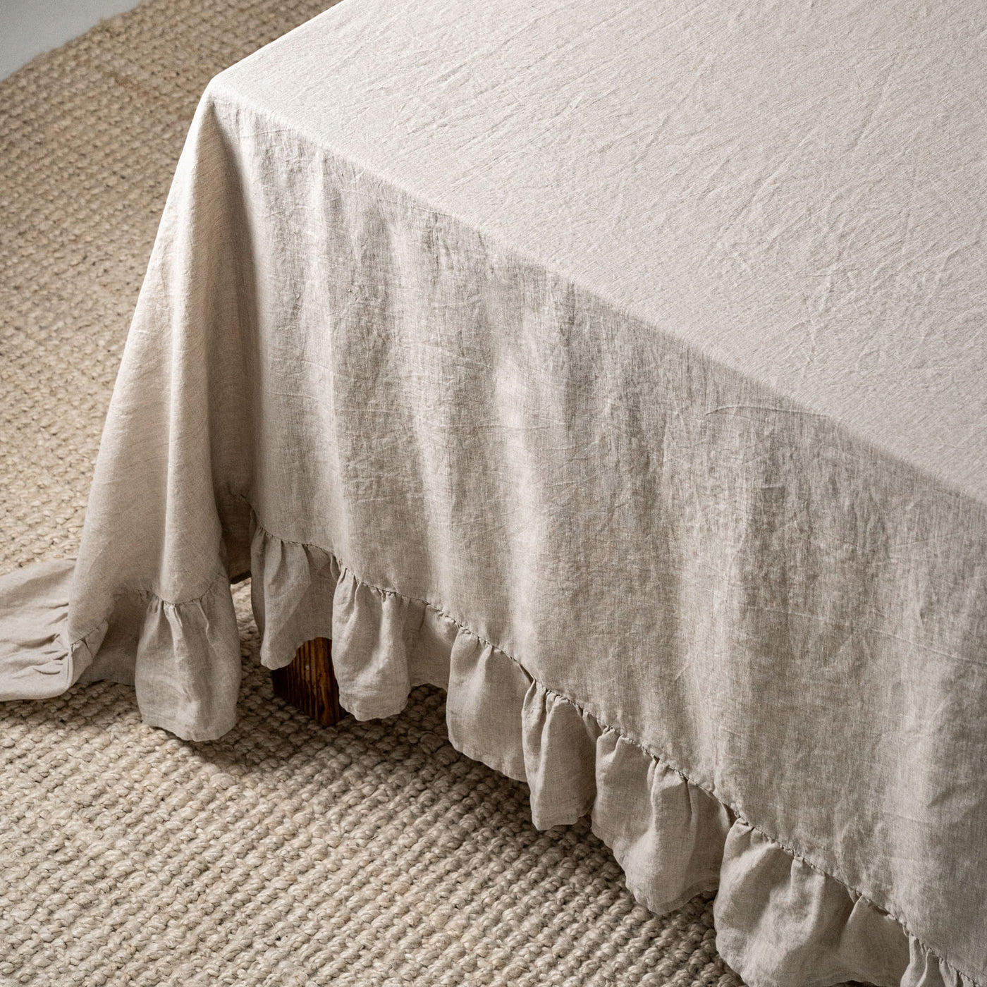 Beige Table Cloth with Ruffles-4