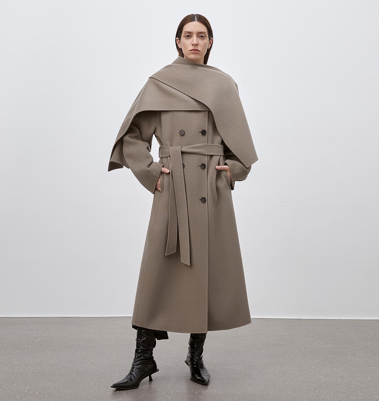 "Assassin's Creed" removable scarf collar, woolen coat for women, autumn and winter coat-0