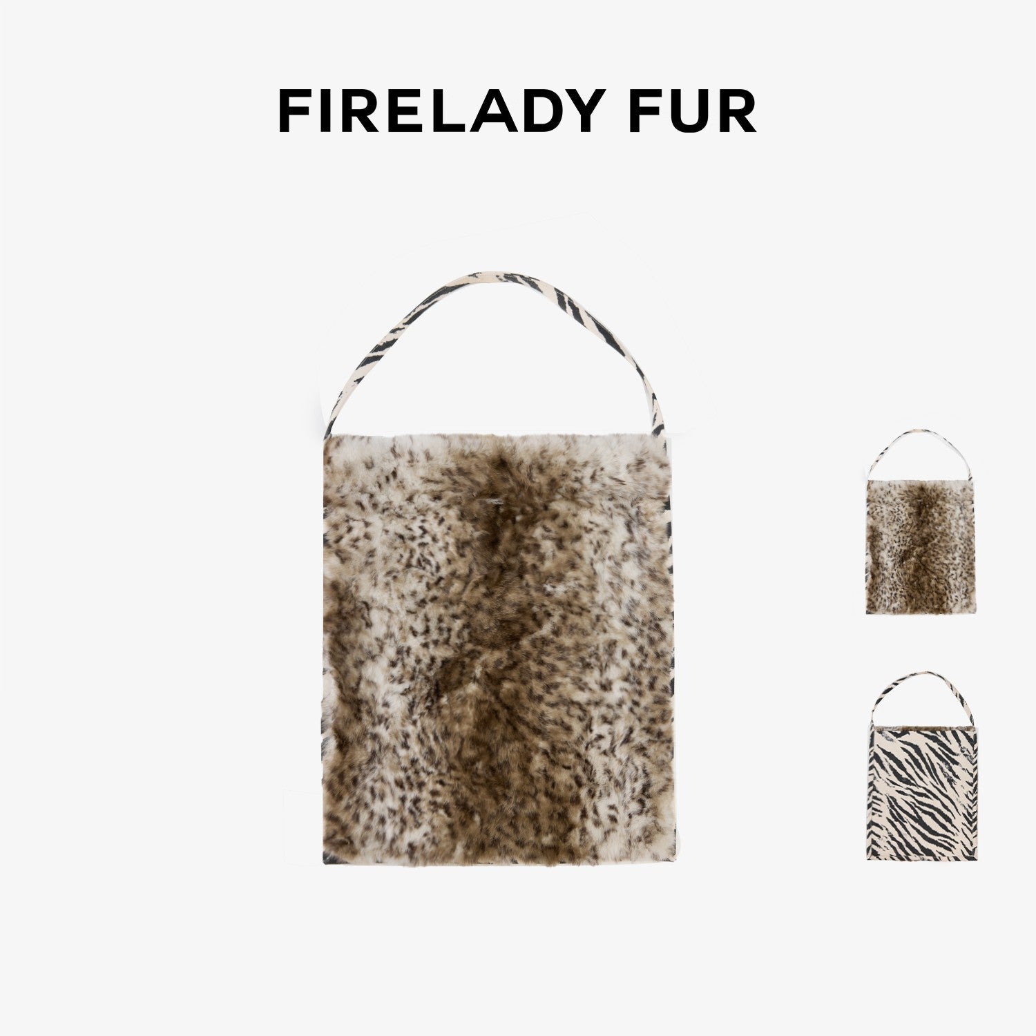 Firelady Fur [FF×JW Collaboration] Rabbit Fur and Zebra Print Denim Fur Bag-0