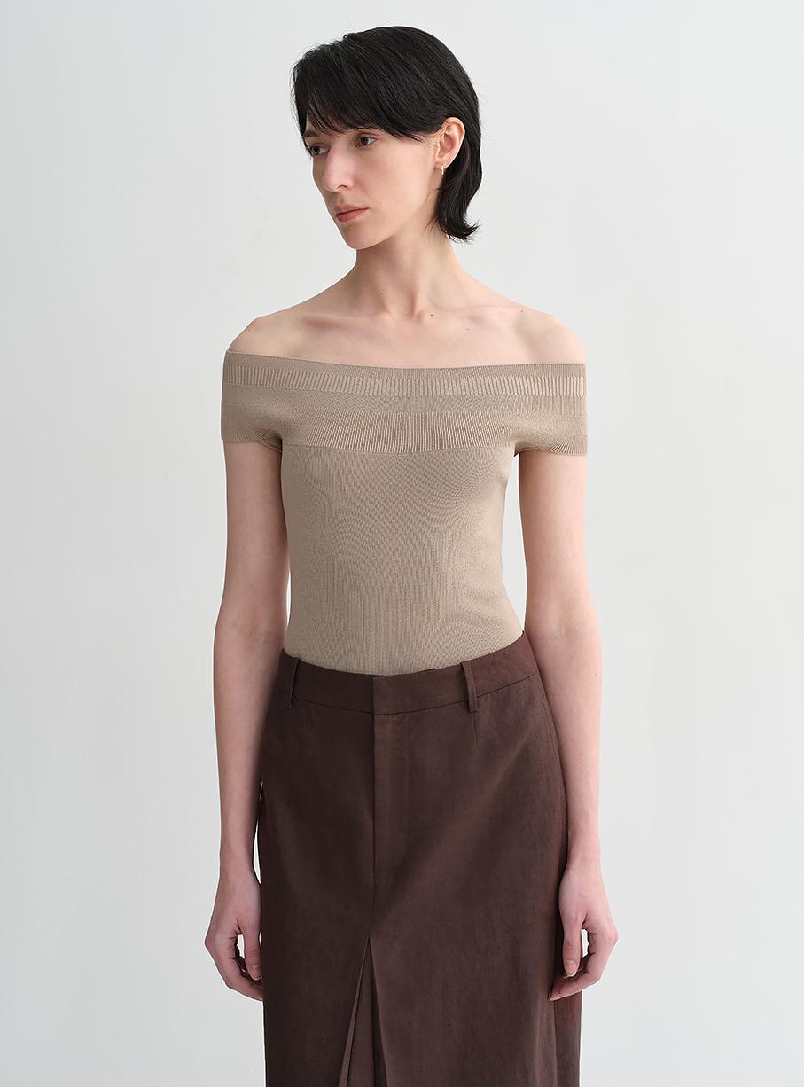 Mulberry silk blended one-shoulder strapless elegant multi-color knitted summer top T-shirt for women-5