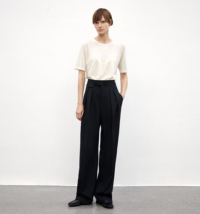 Wool Blend High-Waisted Slimming Suit Pants for Women-7